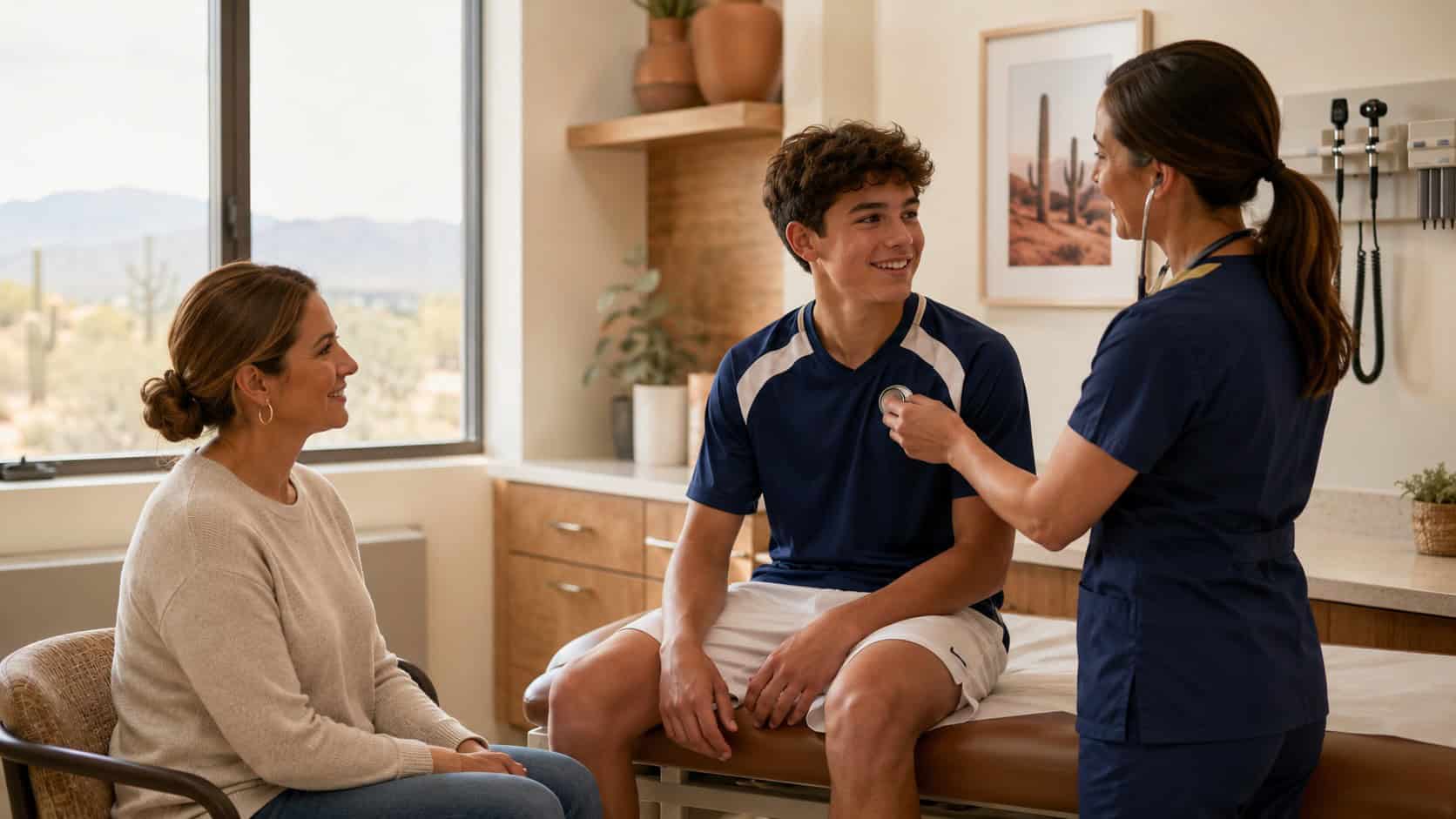 sports-physical-tucson-sanova-urgent-care - Sanova Urgent Care Provider performing a sports physical Tucson athlete needs before the season at Sanova Urgent Care