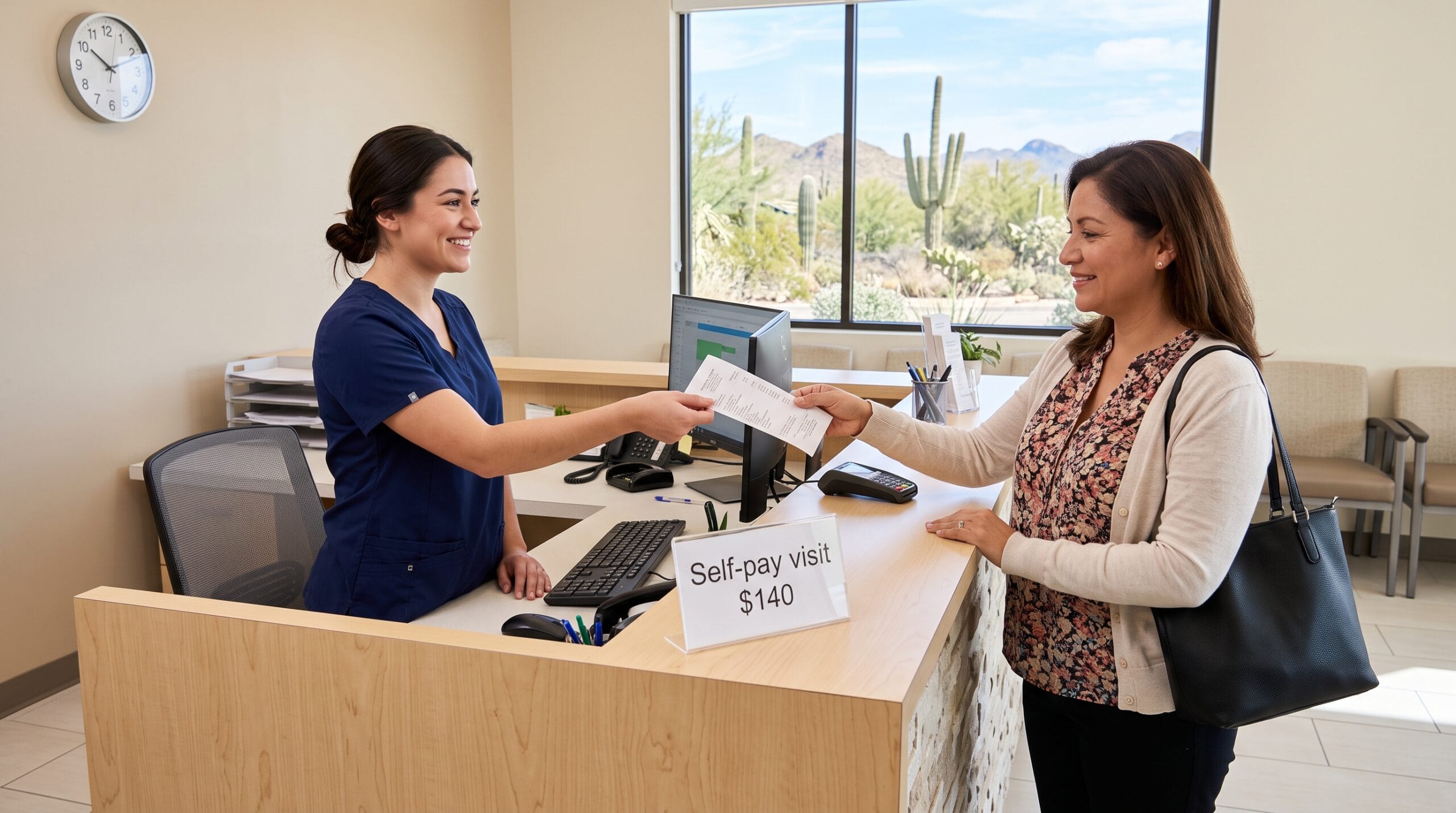 Urgent care cash price at Sanova Urgent Care in Tucson, 140 dollar self-pay visit with no facility fee
