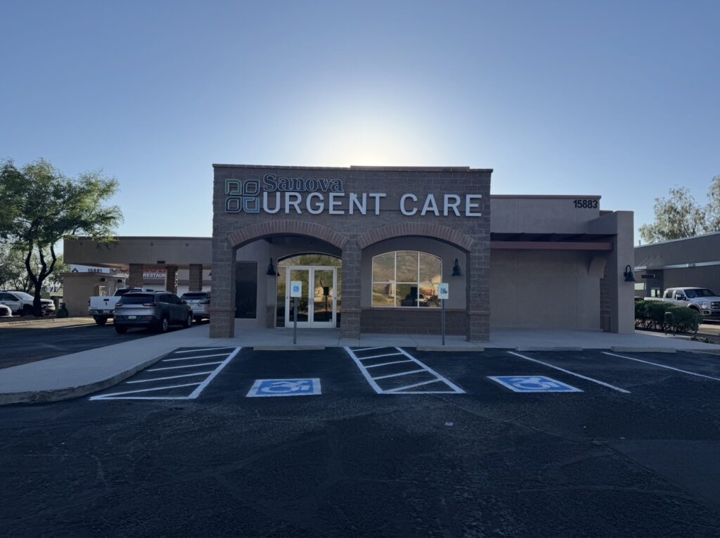 Sanova Urgent Care building at 15883 N Oracle Rd, Ste 101, Tucson, AZ 85739, serving Dove Mountain and northeast Marana