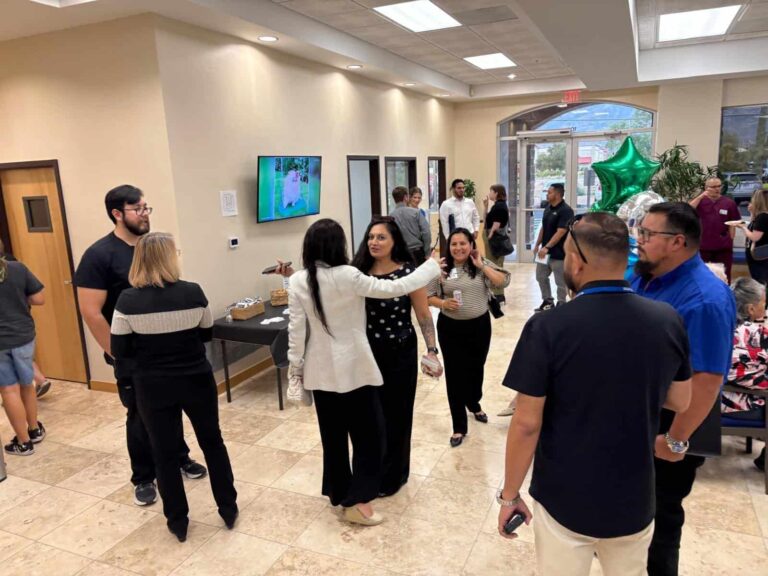Visitors mingling in the lobby of Sanova Urgent Care on Oracle Rd