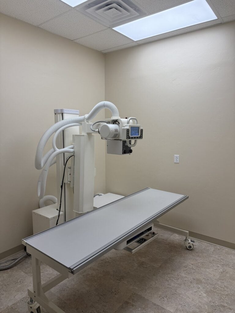 Digital X-ray machine and imaging table at Sanova Urgent Care for injured patients from Catalina, Oro Valley and north Tucson